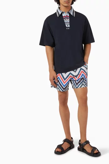 Zig Zag Polo Shirt in Cotton Jersey