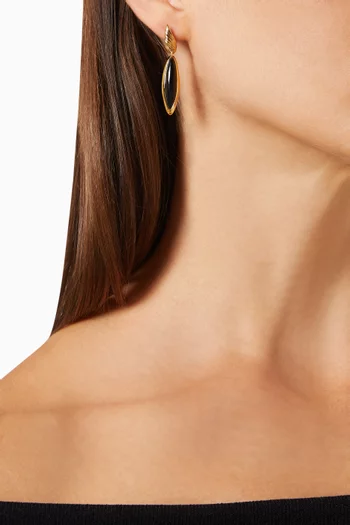 Wavy Ridges Onyx Double Drop Earrings in 18ct Recycled Gold-plated Brass