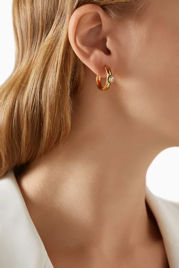 Enamel & Stone Byline Medium Hoop Earrings in 18kt Recycled Gold-plated Vermeil