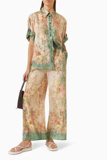 August Floral-print Relaxed Pants in Silk