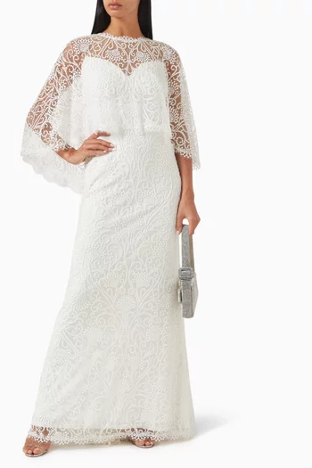 Cape Sleeve Gown in Lace