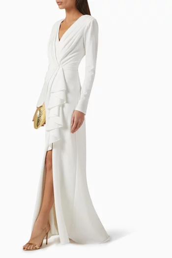 Kleiman Cascading Drape Gown in Crepe