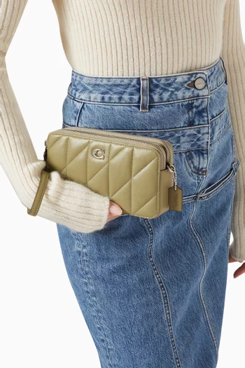 Kira Quilted Crossbody Wristlet Bag in Leather