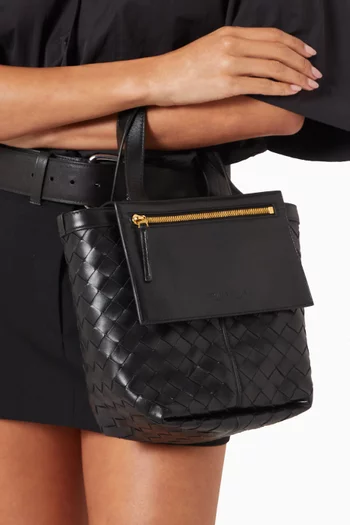 Small Flip Flap Bag in Intrecciato Leather