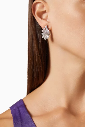 Scatter Cluster Earrings in Rhodium-plated Brass