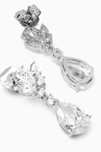 Pear Drop Earrings in Rhodium-plated Brass