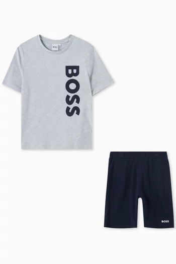 Logo T-shirt & Shorts Set in Cotton
