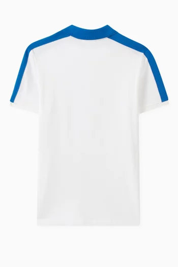 Stripe Logo-embroidery Polo Shirt in Cotton