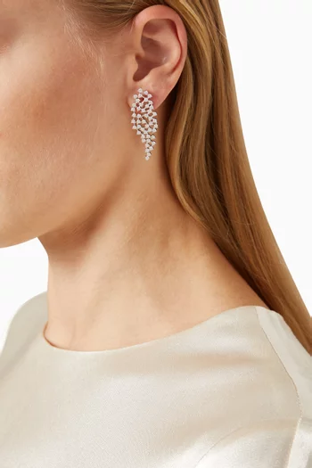 Lacey Crystal Cascading Earrings in Sterling Silver