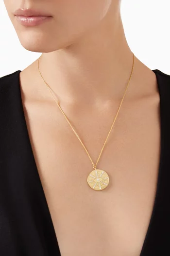 Pavé Crystal Coin Pendant Necklace in Gold-plated Brass