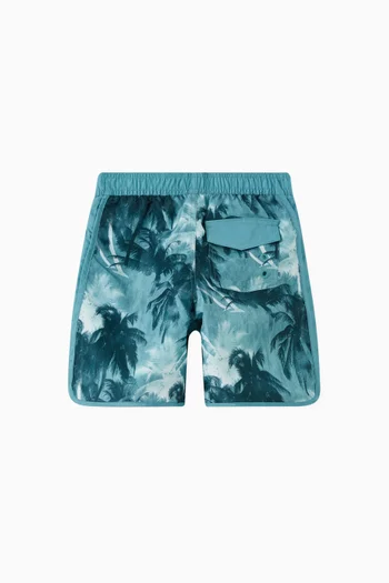 Palm Trees Effect Swim Shorts in Recycled-polyester