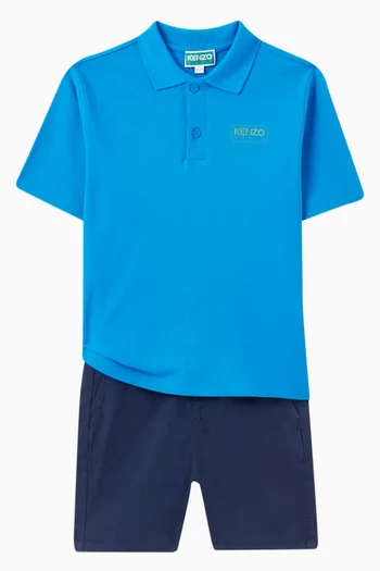 Logo-print Polo Shirt in Cotton Piqué