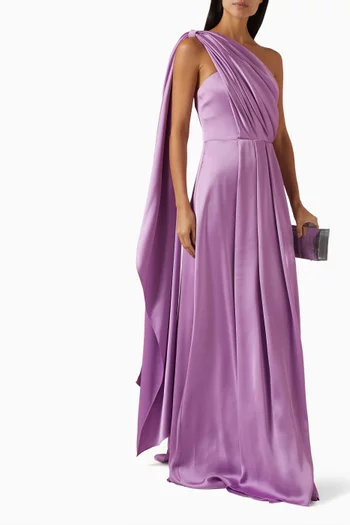 One-shoulder Gown in Satin