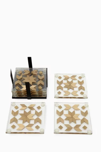 Clear Brass-detail Coasters, Set of 6 in Acrylic