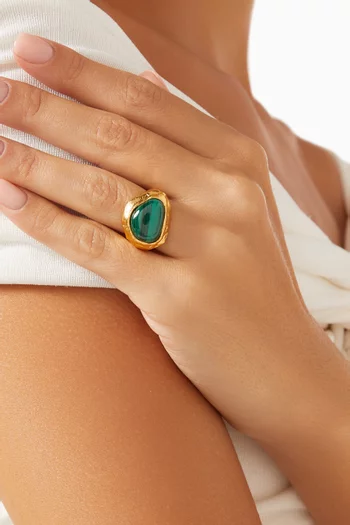 The Mountain Rising Malachite Ring in 24kt Gold-plated Bronze