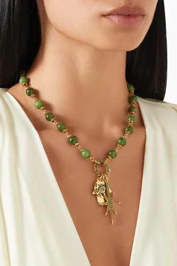 Agni Jade Necklace in Gold-plated Brass