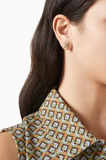 Kira Pavé Stud Earrings in Brass