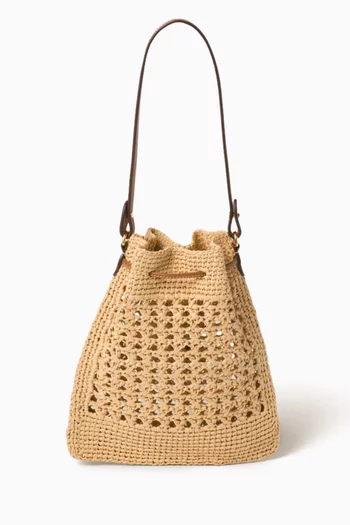 Mini Bucket Bag in Raffia-effect Yarn