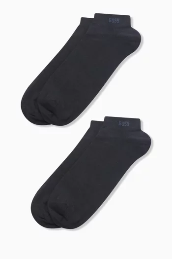 Ankle Socks in Stretch Cotton Blend, Set of 2