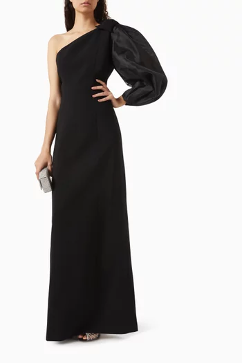One-shoulder Gown in Crepe