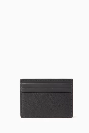 Logo Credit Card Holder in Grained Leather