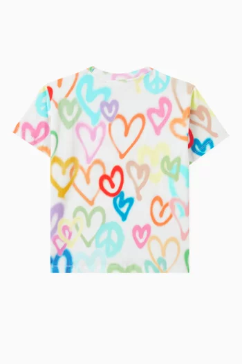 Variety Hearts-print T-shirt in Organic Cotton