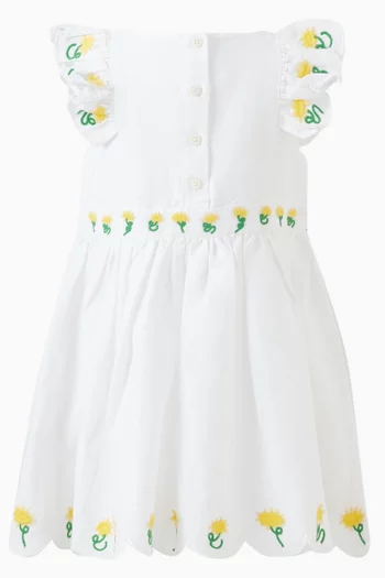 Embroidered Dress in Linen-Cotton