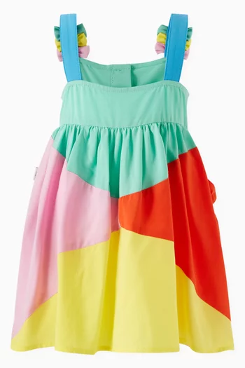 فستان مقسم بألوان وعقدة مزيج فيسكوز