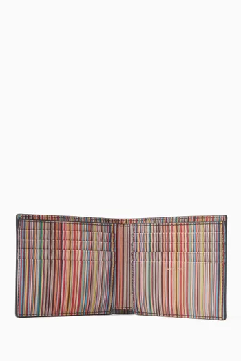 'Signature Stripe' Interior Billfold Wallet in Leather