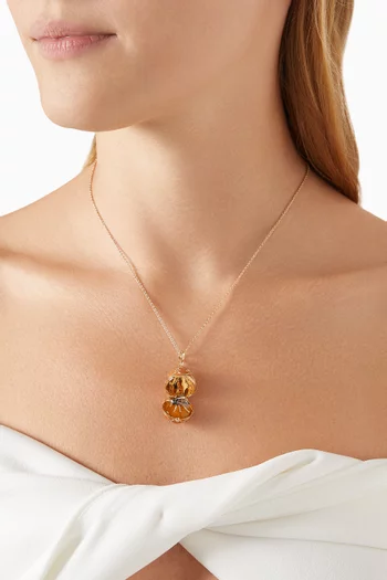 Heritage Diamond & Guilloché Bee Locket Necklace in 18kt Gold
