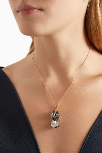 Heritage Diamond & Guilloché Penguin Locket Necklace in 18kt White Gold