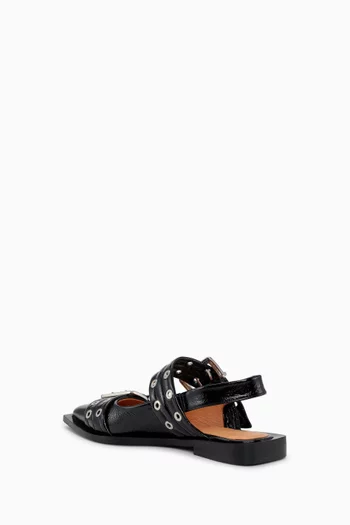 Chunky Buckle Ballerina Flats in Patent Leather