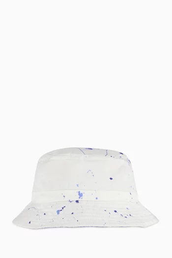 Paint-splatter Polo Bear Bucket Hat in Cotton