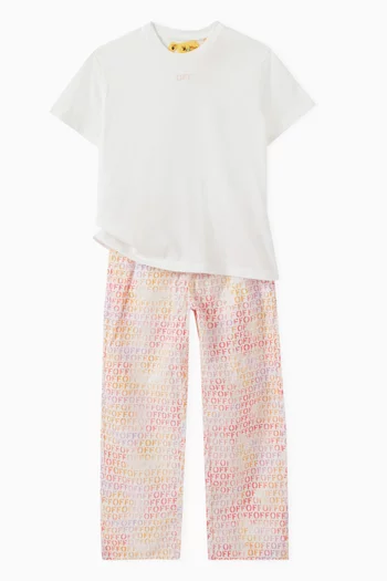 Logo Print Trousers in Cotton