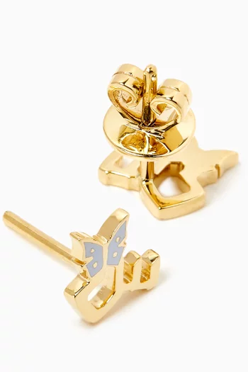 'S' Letter Butterfly Charm Earrings in 18kt Yellow Gold