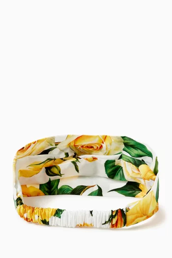 Rose-print Headband in Cotton