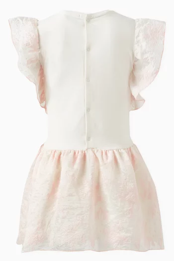 Bag-print Ruffled Dress in Cotton-jersey