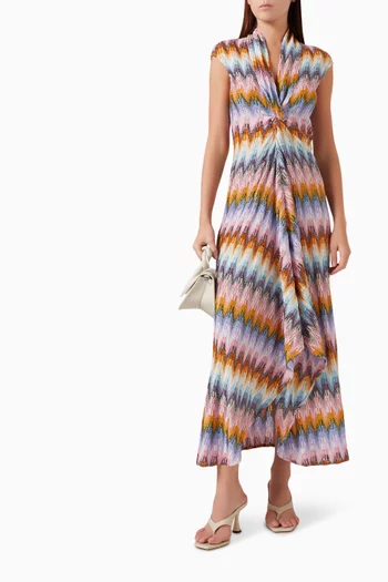 Chevrom Raschel Maxi Dress in Viscose-lurex Knit