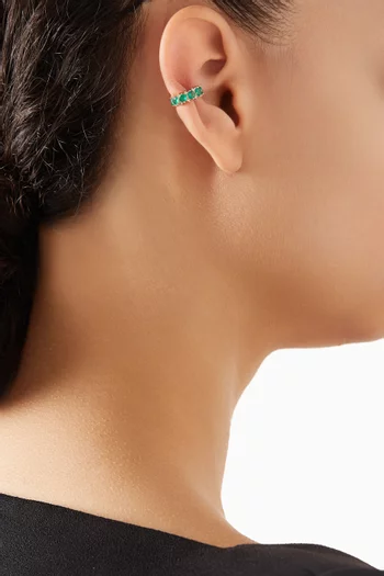 Emerald & Diamond Round Single Ear Cuff in 14kt Yellow Gold
