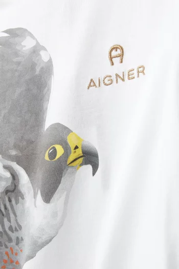 Bird-print T-Shirt in Cotton Jersey