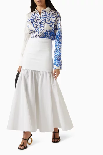 Flared Skirt in Cotton-blend Faille