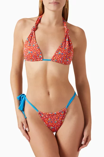 Kealy Triangle Halter Bikini Top in Stretch Nylon