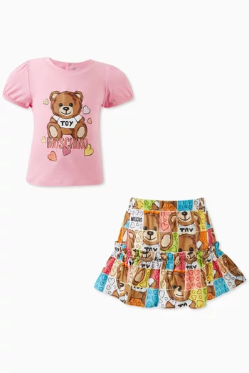 Teddy T-shirt & Skirt Set in Cotton