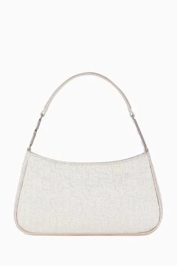 Crystal-embellished Logo Shoulder Bag in Lurex Tweed