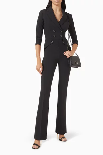 Double Layer Double-breasted Jumpsuit in Crepe