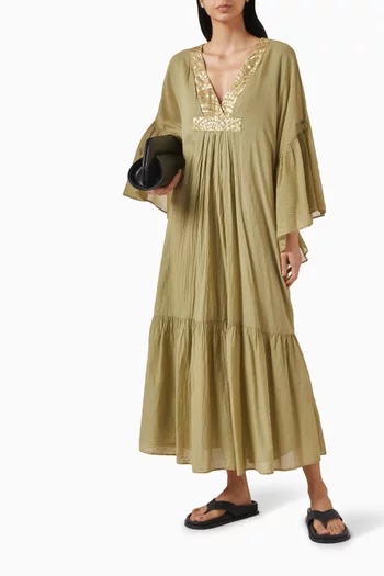 Cyclades Ruffled Sleeve Mini Dress in Cotton