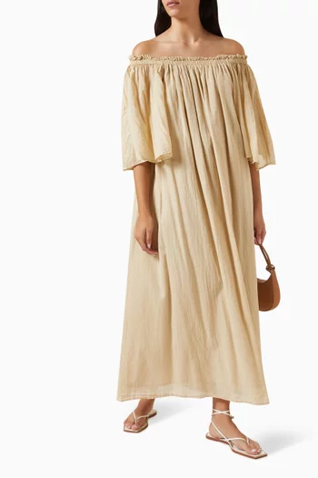 Off-shoulder Maxi Dress in Cotton
