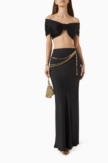 Chain Embellished Maxi Skirt