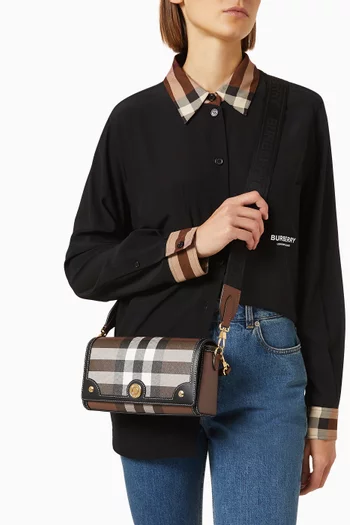 Top-handle Note Bag in Burberry Check Canvas