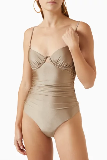 Laine Ruched One-piece Swimsuit in Stretch Nylon